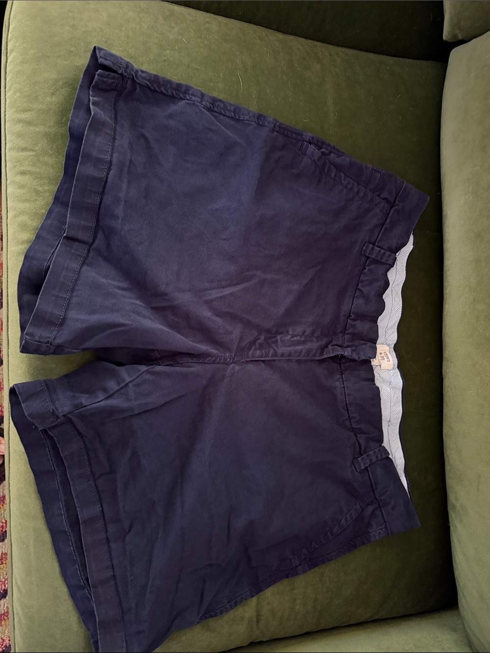 crown & ivy Navy Midrise Cotton Bermuda Shorts